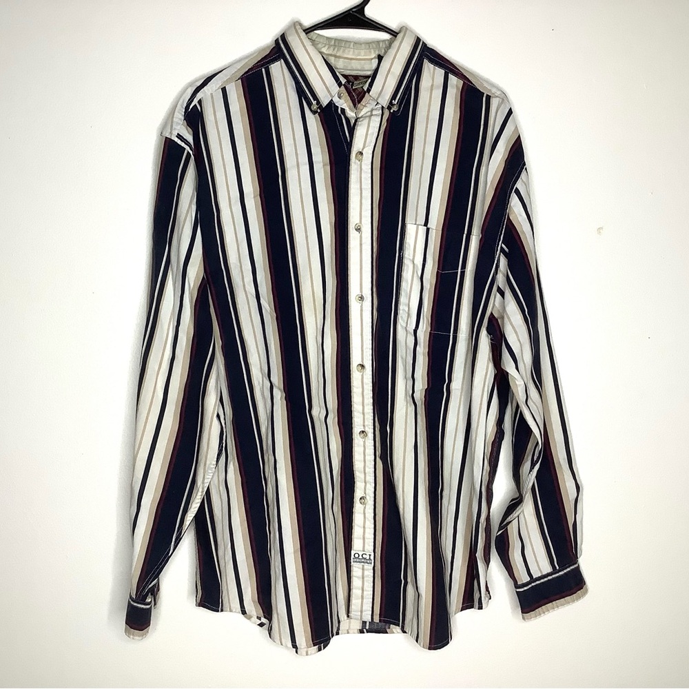 < Vintage OCI Quality Clothing Striped Button Down >